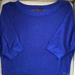 Women’s short sleeve “see through” sweater. Royal blue. Size XL (runs small)